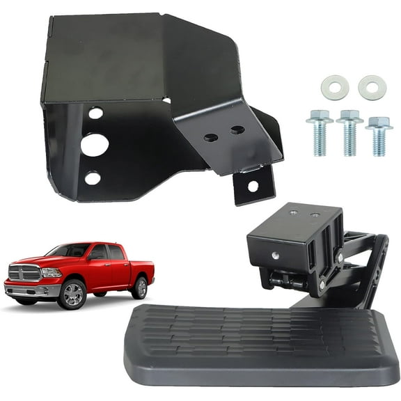 Rear Bed Step Retractable Bumper Step Black Steel Replacement for 2009-2018 Ram 1500 75306-01A