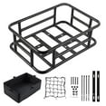 thumbnail image 1 of Rear Bike Basket Bicycle Cargo Rack Bag Large Capacity Fron E-Bike Basket Bike Baskets Rear Rack for Outdoor Travel,1 x Rear Bike Basket Kit,Black, 1 of 6