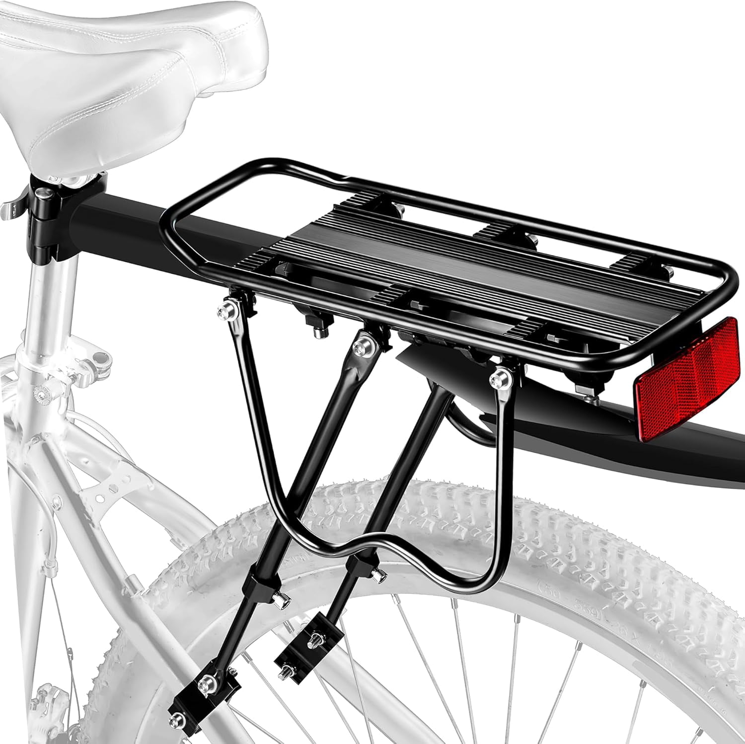 Rear Bike Rack,Bike Cargo Rack w/Fender & Large Size Reflective,Quick ...