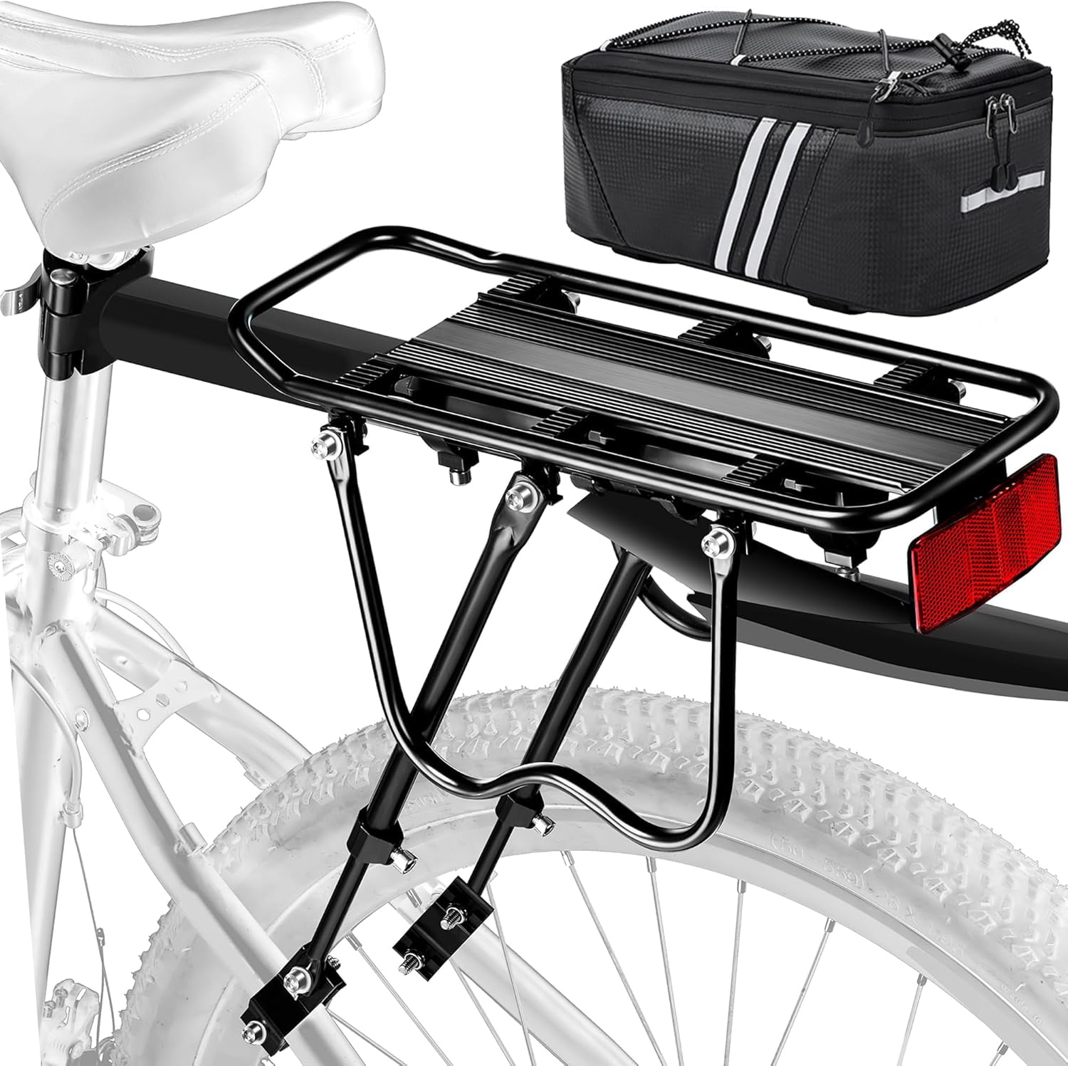 Rear Bike Rack,Bike Cargo Rack w/Fender & Large Size Reflective,Quick ...