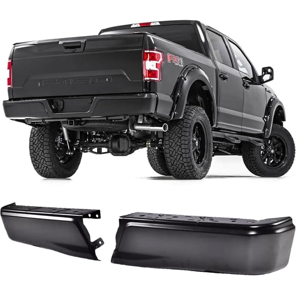 Rear Black Bumper End Caps W/o Sensor Hole For 2015-2020 Ford F-150 Left+Right