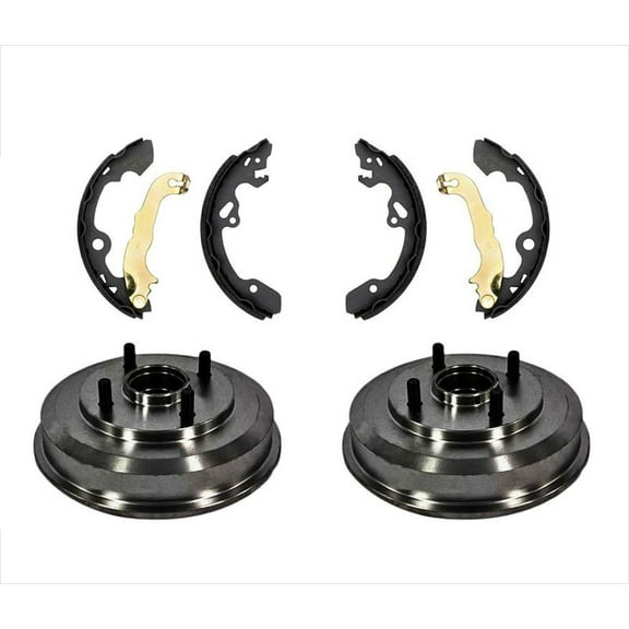 Rear Brake Drums with Bearings & Rear Brake Shoes for Ford Focus 00-08