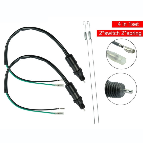 Rear Brake Light Switch Cable and Spring Kit for Dirt Bike, ATV, Motorcycle, Moped, Scooter, Go Kart, for QUAD and Off-Road Models, Includes 2 Switches with 190mm Adjustable Spring for Drum Brakes