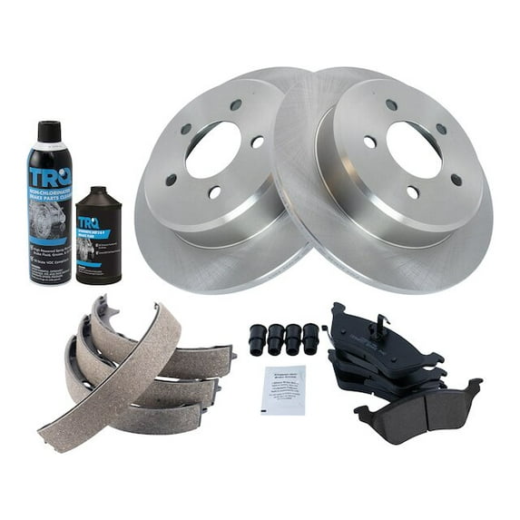 Rear Brake Pad Rotor Shoe Drum Kit - Compatible with 2001 - 2007 Dodge Grand Caravan 2002 2003 2004 2005 2006