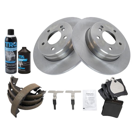 Rear Brake Pad Rotor Shoe Drum Kit - Compatible with 2003 - 2005 Mercedes-Benz C240 2004