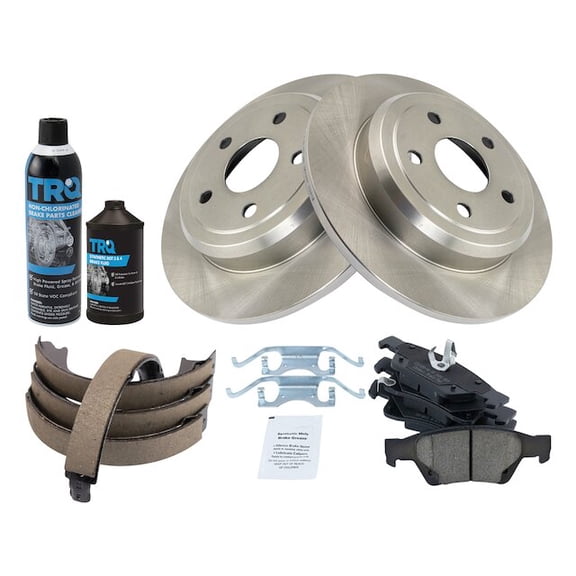 Rear Brake Pad Rotor Shoe Drum Kit - Compatible with 2011 - 2019 Jeep Grand Cherokee 2012 2013 2014 2015 2016 2017 2018