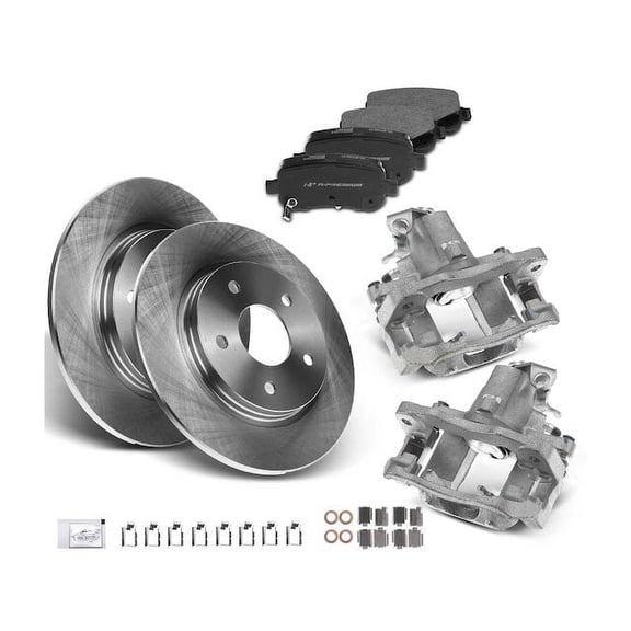 Rear Brake Pad Rotor and Caliper Set 8 - Compatible with 2008 - 2012 Dodge Grand Caravan 2009 2010 2011