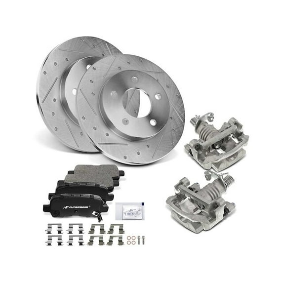 Rear Brake Pad Rotor and Caliper Set 8 - Compatible with 2011 - 2013 Chevy Impala 2012