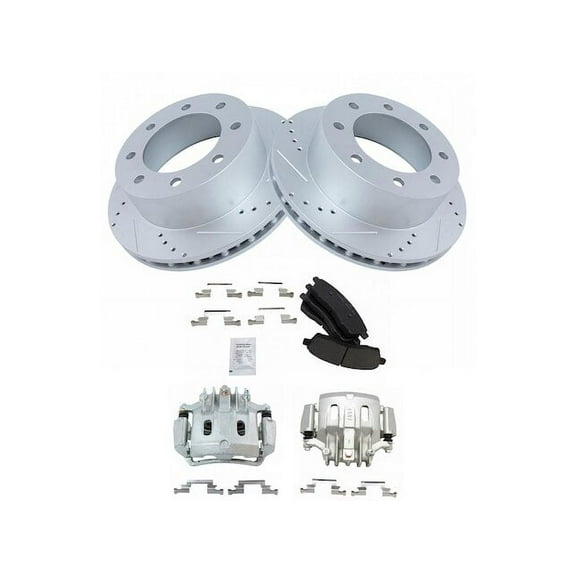 Rear Brake Pad Rotor and Caliper Set - Compatible with 2000 - 2004 Ford F-350 Super Duty 2001 2002 2003