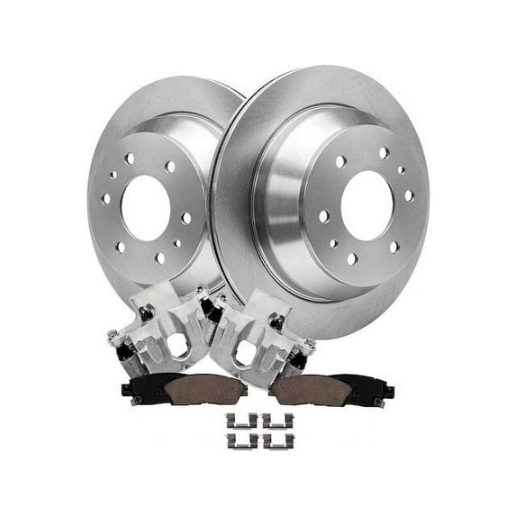 Rear Brake Pad Rotor and Caliper Set - Compatible with 2002 - 2009 Chevy Trailblazer 2003 2004 2005 2006 2007 2008