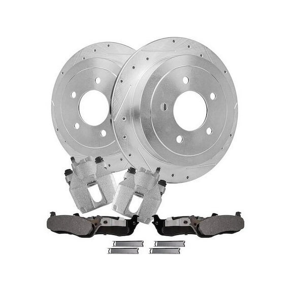 Rear Brake Pad Rotor and Caliper Set - Compatible with 2002 Lincoln Blackwood Base