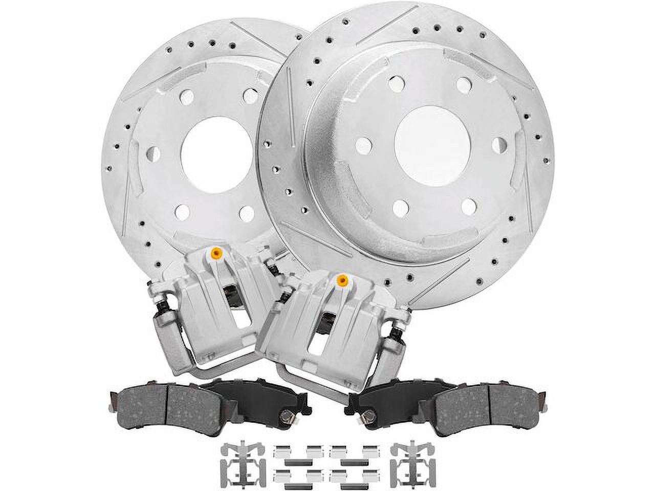 Rear Brake Pad Rotor and Caliper Set Compatible with 2003 2006