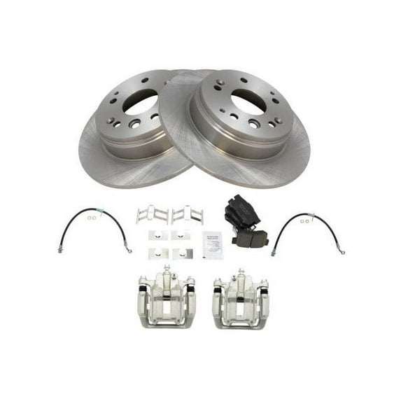 Rear Brake Pad Rotor and Caliper Set - Compatible with 2003 - 2011 Honda Element 2004 2005 2006 2007 2008 2009 2010