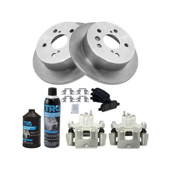 Rear Brake Pad Rotor and Caliper Set - Compatible with 2004 - 2008 Toyota Solara 2005 2006 2007
