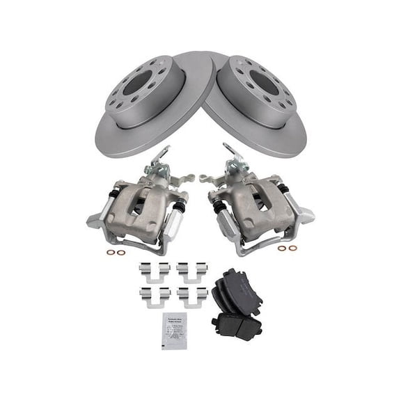 Rear Brake Pad Rotor and Caliper Set - Compatible with 2005 - 2010 Volkswagen Jetta 2006 2007 2008 2009