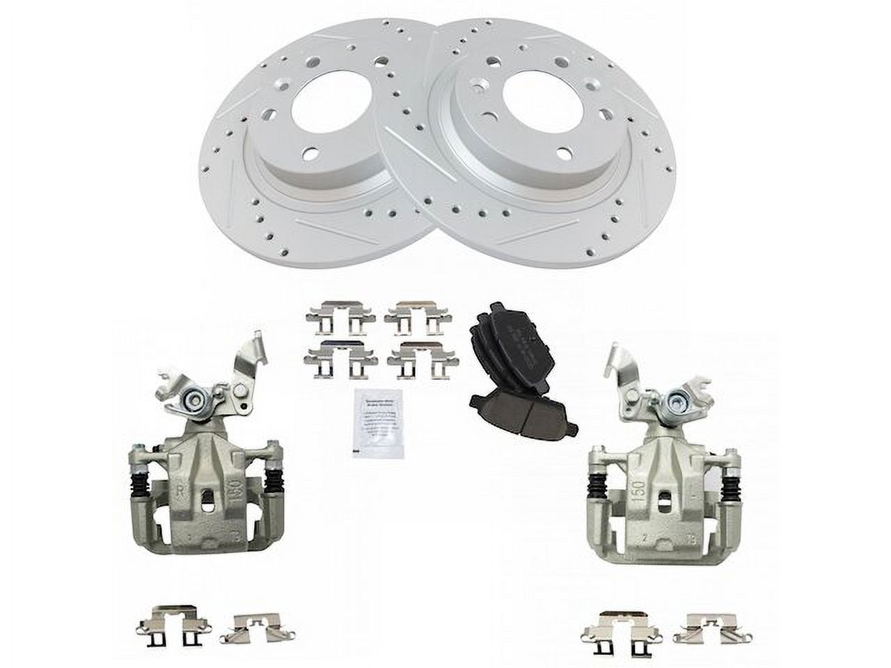 Rear Brake Pad Rotor and Caliper Set - Compatible with 2006 - 2012 Ford