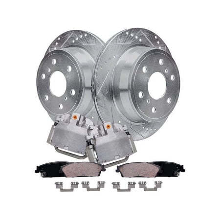 Rear Brake Pad Rotor and Caliper Set - Compatible with 2007 - 2013 Chevy Silverado 1500 2008 2009 2010 2011 2012