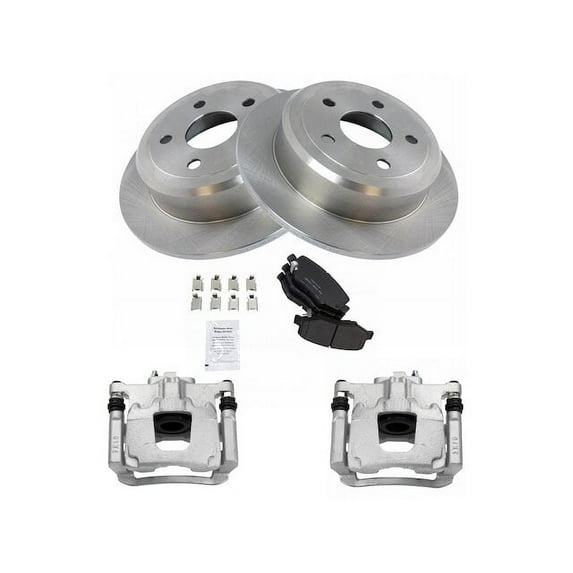 Rear Brake Pad Rotor and Caliper Set - Compatible with 2007 - 2017 Jeep Wrangler 2008 2009 2010 2011 2012 2013 2014 2015 2016