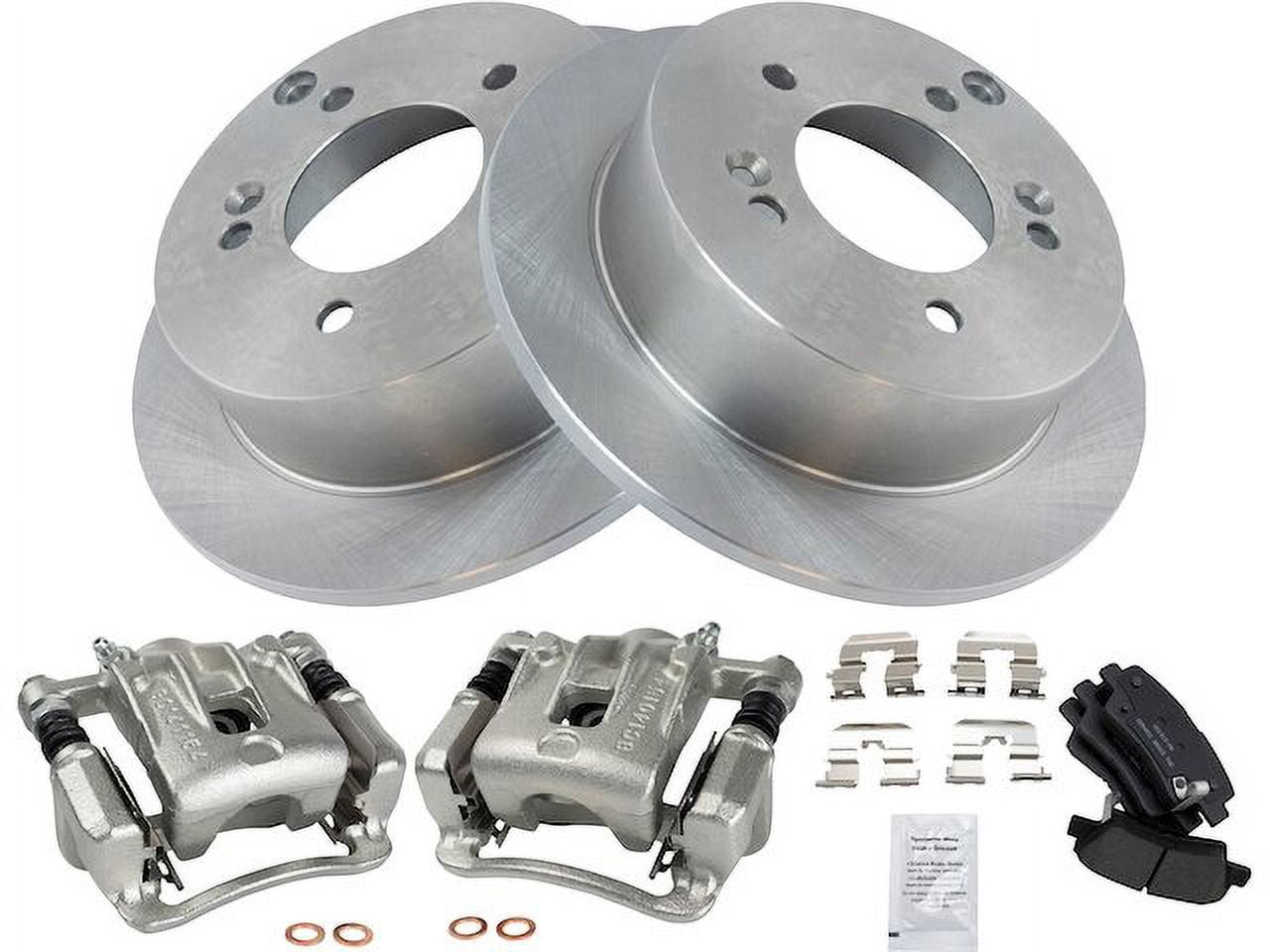 T.RQ Rear Brake Pad Rotor Caliper Set, Fits 2008-2010 Hyundai Sonata 2