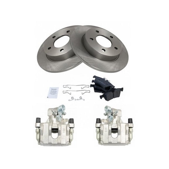 Rear Brake Pad Rotor and Caliper Set - Compatible with 2009 - 2013 Mazda 3 i 2010 2011 2012