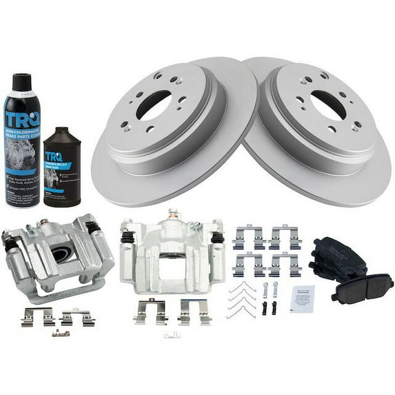 Rear Brake Pad Rotor and Caliper Set - Compatible with 2009 - 2015 Honda Pilot 2010 2011 2012 2013 2014