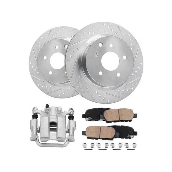 Rear Brake Pad Rotor and Caliper Set - Compatible with 2009 Nissan 370Z