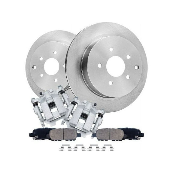 Rear Brake Pad Rotor and Caliper Set - Compatible with 2011 - 2013 INFINITI M37 2012