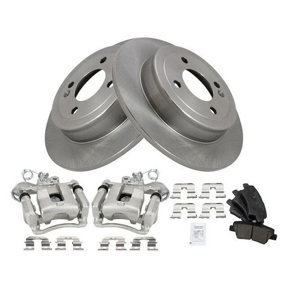 Rear Brake Pad Rotor and Caliper Set - Compatible with 2012 - 2016 Kia Rio Sedan 2013 2014 2015