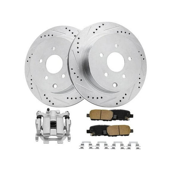 Rear Brake Pad Rotor and Caliper Set - Compatible with 2013 - 2019 Nissan Pathfinder 2014 2015 2016 2017 2018