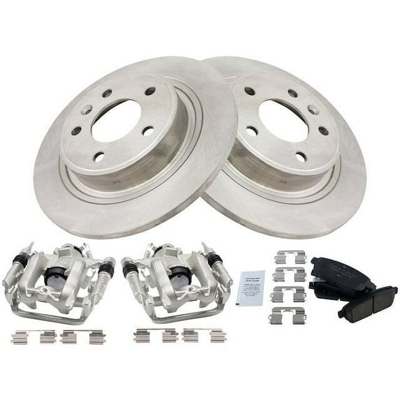 Rear Brake Pad Rotor and Caliper Set - Compatible with 2014 - 2015 Chevy Cruze GAS