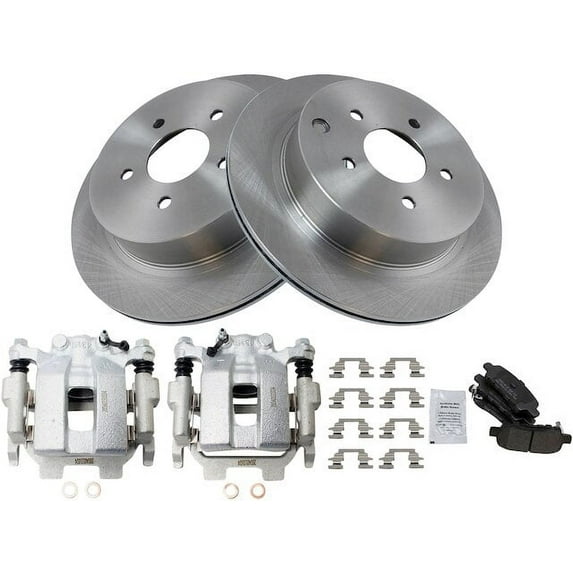 Rear Brake Pad Rotor and Caliper Set - Compatible with 2014 - 2018 INFINITI Q50 2015 2016 2017