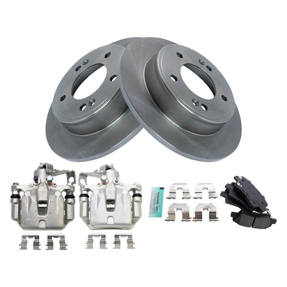 Rear Brake Pad Rotor and Caliper Set - Compatible with 2014 - 2018 Kia Forte 2015 2016 2017