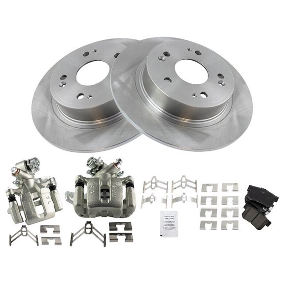 Rear Brake Pad Rotor and Caliper Set - Compatible with 2016 - 2018 Acura ILX 2017