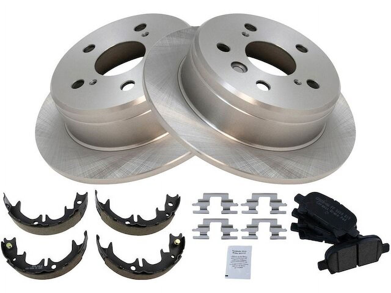 Rear Brake Pad Rotor and Parking Brake Kit 4 Piece - Compatible with