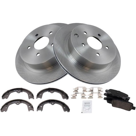 Rear Brake Pad Rotor and Parking Brake Kit 4 Piece - Compatible with 2006 - 2008 INFINITI FX35 2007