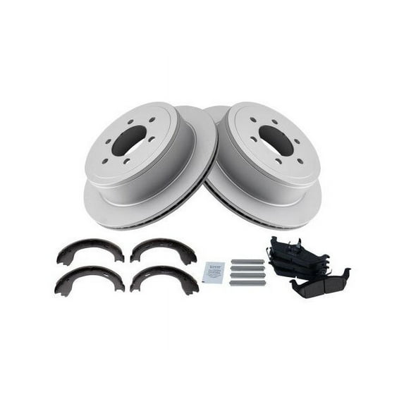 Rear Brake Pad Rotor and Parking Brake Kit 4 Piece - Compatible with 2009 - 2011 Ford F-150 2010