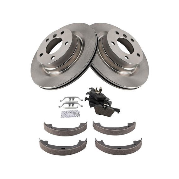 Rear Brake Pad Rotor and Parking Brake Kit 4 Piece - Compatible with 2012 - 2015 BMW 328i 2.0L 4-Cylinder 2013 2014