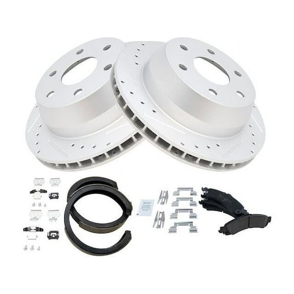 Rear Brake Pad Rotor and Parking Brake Kit - Compatible with 2000 - 2006 GMC Yukon 2001 2002 2003 2004 2005