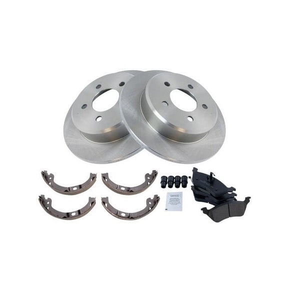 Rear Brake Pad Rotor and Parking Brake Kit - Compatible with 2001 - 2007 Dodge Caravan 2002 2003 2004 2005 2006