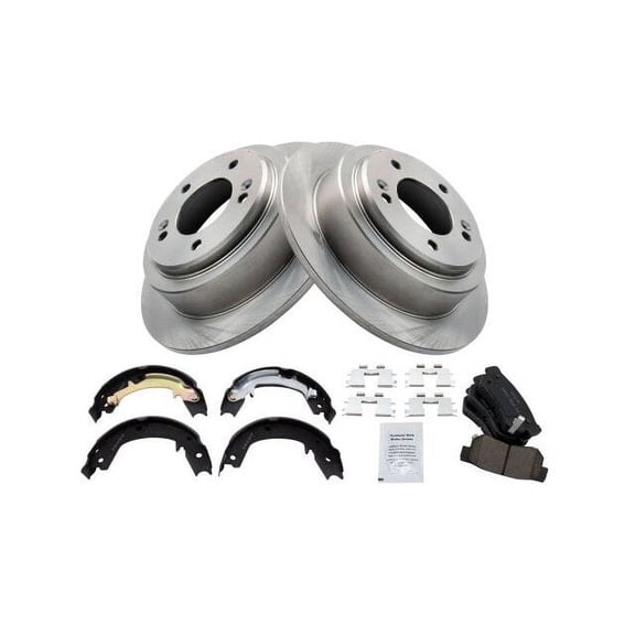 Rear Brake Pad Rotor and Parking Brake Kit - Compatible with 2004 - 2006 Kia Amanti 2005