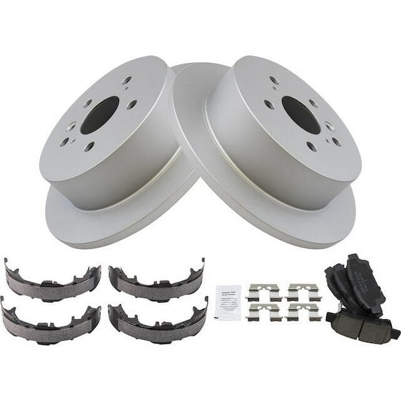 Rear Brake Pad Rotor and Parking Brake Kit - Compatible with 2004 - 2010 Toyota Sienna 2005 2006 2007 2008 2009