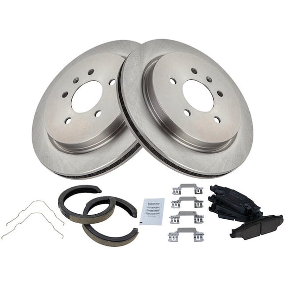 Rear Brake Pad Rotor and Parking Brake Kit - Compatible with 2005 - 2010 Cadillac STS 2006 2007 2008 2009