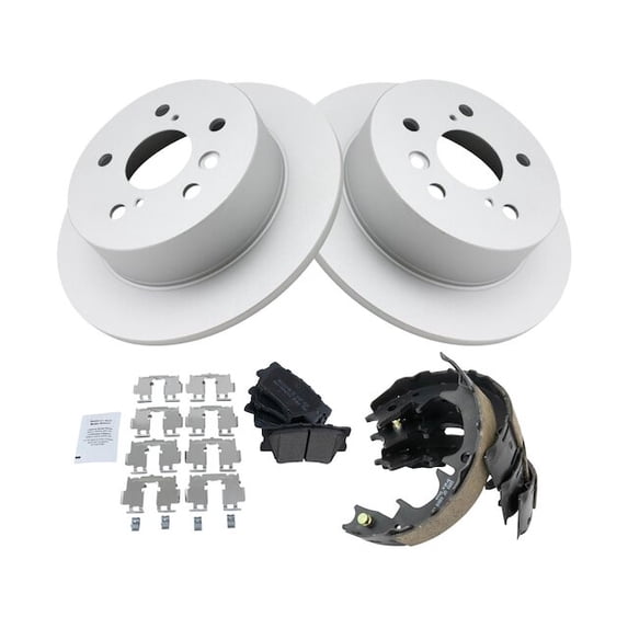 Rear Brake Pad Rotor and Parking Brake Kit - Compatible with 2007 - 2011 Toyota Camry 2008 2009 2010