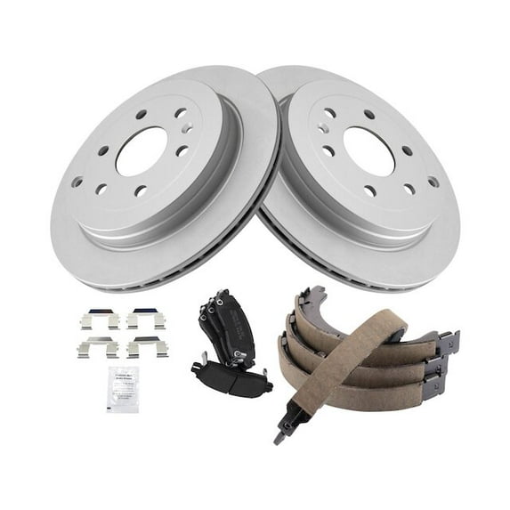 Rear Brake Pad Rotor and Parking Brake Kit - Compatible with 2007 - 2016 GMC Acadia 2008 2009 2010 2011 2012 2013 2014 2015