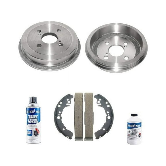 Rear Brake Pad Set and Brake Drum Kit - Compatible with 2000 - 2005 Toyota Echo Base 2001 2002 2003 2004