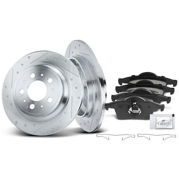 Rear Brake Pad and Rotor Kit 6 - Compatible with 2001 - 2009 Volvo S60 - Autopart Premium