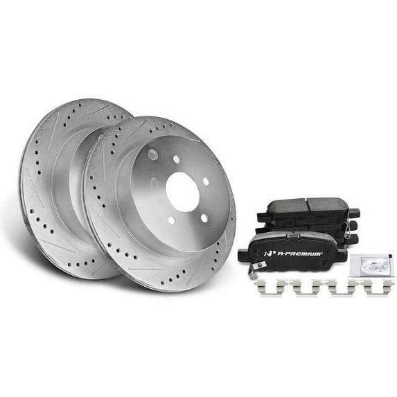 Rear Brake Pad and Rotor Kit 6 - Compatible with 2011 - 2013 INFINITI M37 3.7L V6 - Autopart Premium