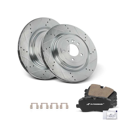 Rear Brake Pad and Rotor Kit 6 - Compatible with 2013 - 2018 Land Rover Range Rover 2014 2015 2016 2017