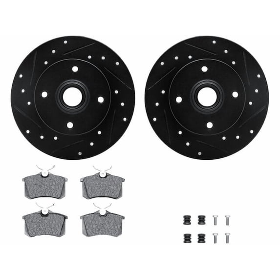 Rear Brake Pad and Rotor Kit - Compatible with 1985 - 1992, 1996 Volkswagen Jetta GLI 16-Valve 2.0L 4-Cylinder - Dynamic Friction