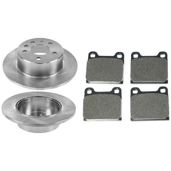 Rear Brake Pad and Rotor Kit - Compatible with 1986 - 1991 Mercedes-Benz 560SEL 1987 1988 1989 1990